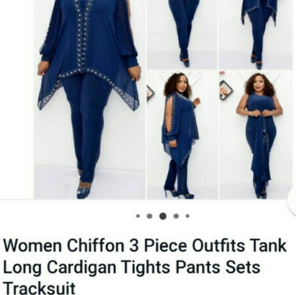 3pcs Elegant & Classy Women Pearl Rhinestones Long Sleeve Top,Vest &Pant - Picture 8 of 10